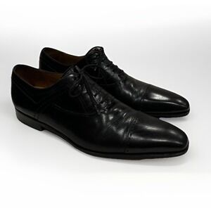 Magnanni Black Oxford's Brogue Cap Toe Leather Shoes Men's 9 M Lace Up Spain
